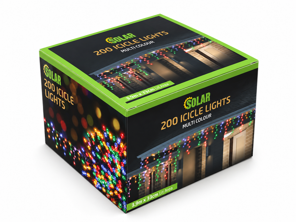 Solar LED Icicle Lights 200 – Multicolour
