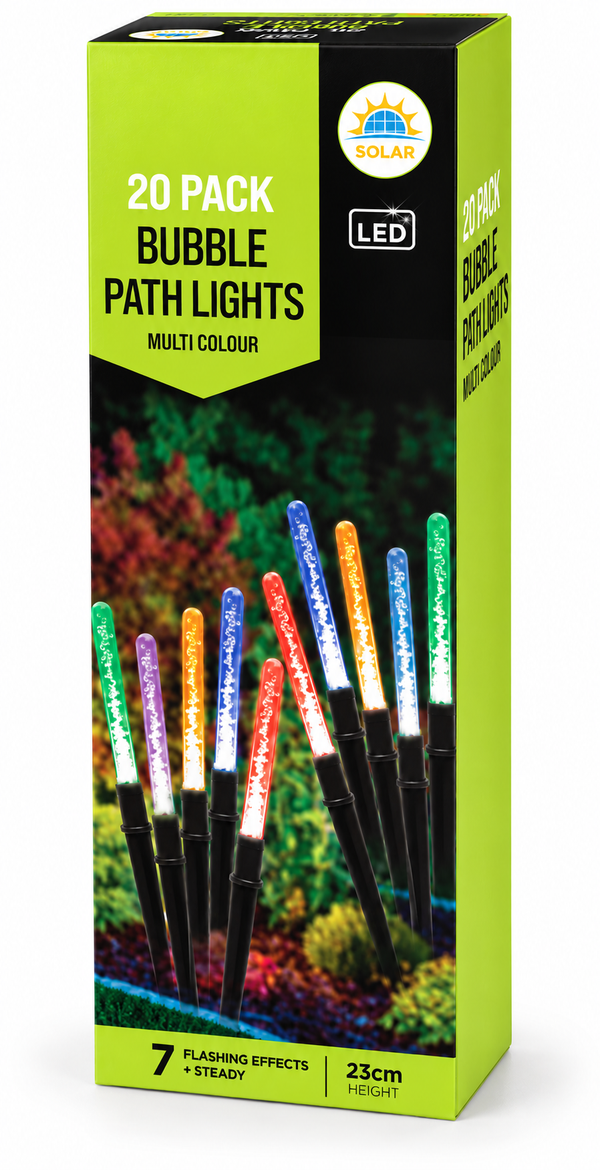 Solar LED Bubble Tube Path Lights – 20 Piece Set