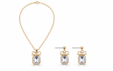 Gift-Shaped Gem Necklace and Earrings Set
