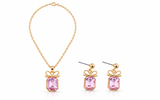Gift-Shaped Gem Necklace and Earrings Set