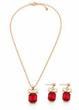 Gift-Shaped Gem Necklace and Earrings Set