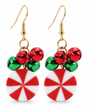 Christmas Pinwheel and Bell Earrings
