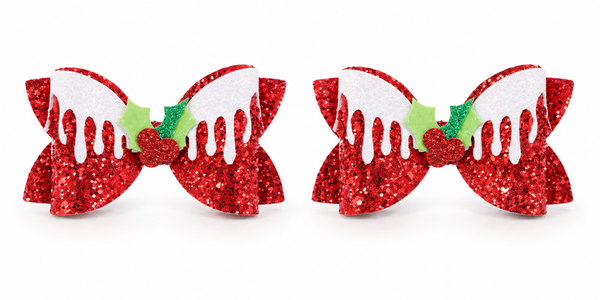 Glitter Christmas Bow Hair Clips – 2 Pack