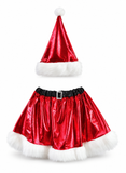 Ladies Metallic Christmas Skirt and Hat Set