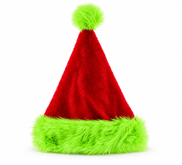 Mean Green Plush Santa Hat
