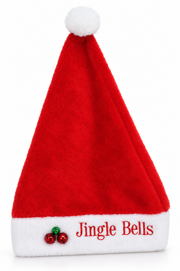 Adults Plush Santa Hat with Jingle Bells