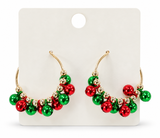 Christmas Hoop Earrings with Festive Charms