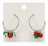 Christmas Hoop Earrings with Festive Charms
