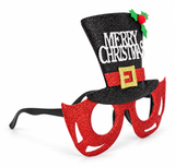 Glitter Christmas Top Hat Novelty Glasses