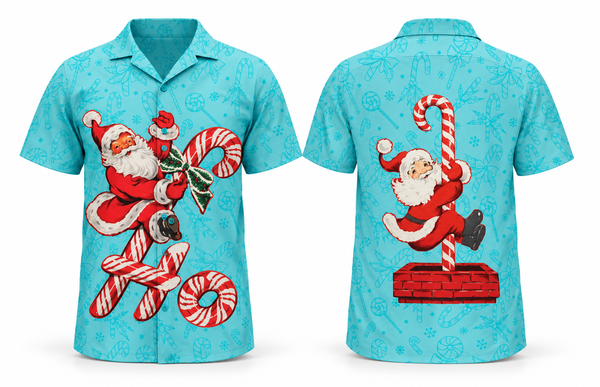 Men's Retro Christmas Bowling Shirt
