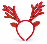 Glitter Antler Headband with Colourful Bells