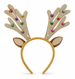 Glitter Antler Headband with Colourful Bells