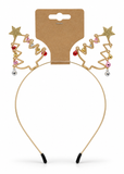 Metal Christmas Tree Headband with Bells