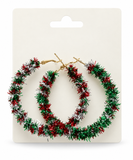 Christmas Tinsel Hoop Earrings