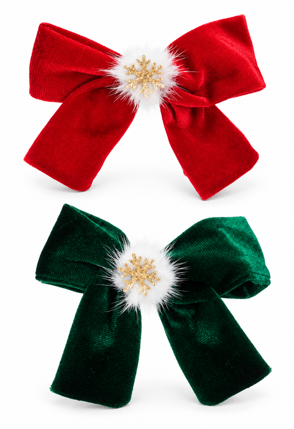 Velvet Christmas Bow Hair Clips – 2 Pack