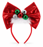 Red Sequin Bow Christmas Headband
