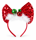 Red Sequin Bow Christmas Headband