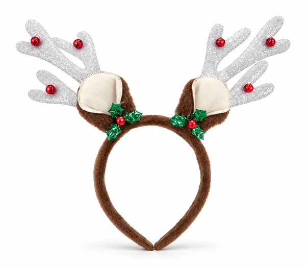 Reindeer Headband with Metallic Antlers