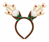 Reindeer Headband with Metallic Antlers