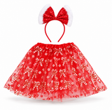 Girls Printed Christmas Tutu and Headband Set