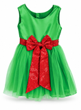 Girls Christmas Dress with Satin Bow