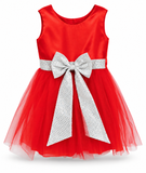 Girls Christmas Dress with Satin Bow