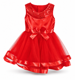 Girls Red Christmas Party Dress