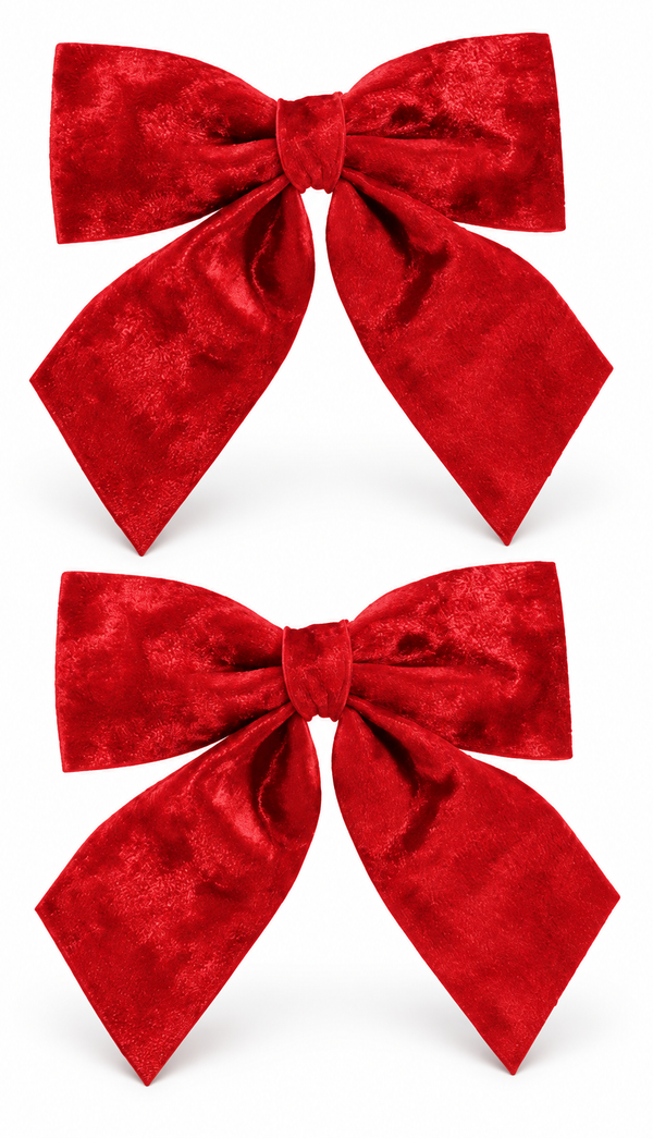Red Crushed Velvet Christmas Bows - 2 Pack