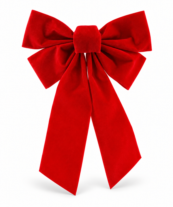 Red Flocked Double Christmas Bow