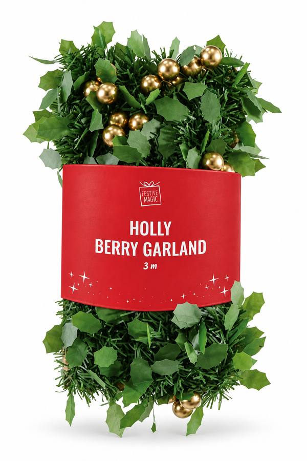 Holly Berry Christmas Garland – 3m