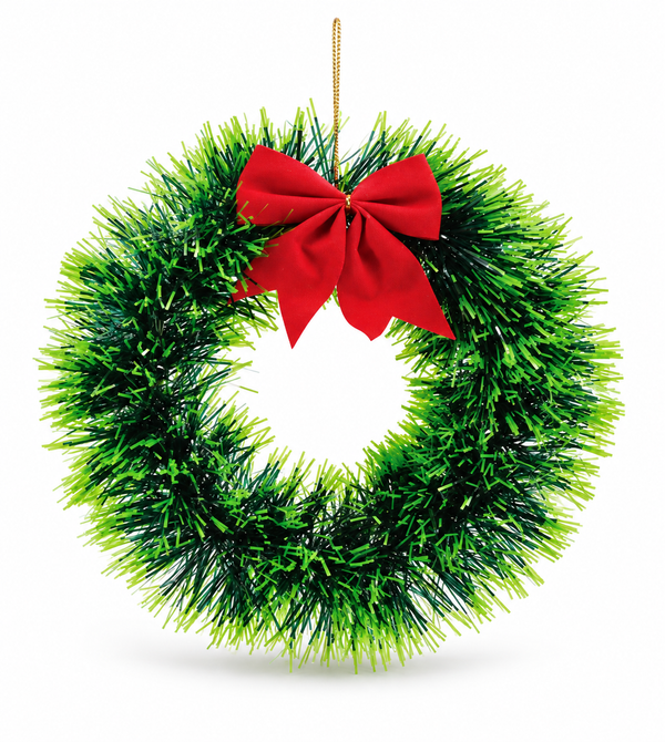Tinsel Hanging Christmas Wreath 23 cm