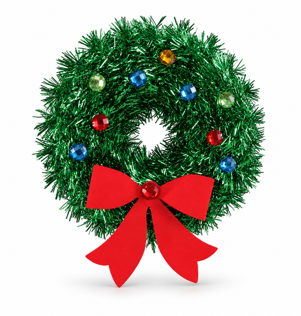 Gem-Decorated Tinsel Christmas Wreath 16 cm