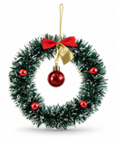 Mini Decorated Tinsel Christmas Wreath 16 cm