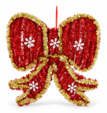 Tinsel Christmas Bow Hanging Decoration