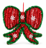 Tinsel Christmas Bow Hanging Decoration