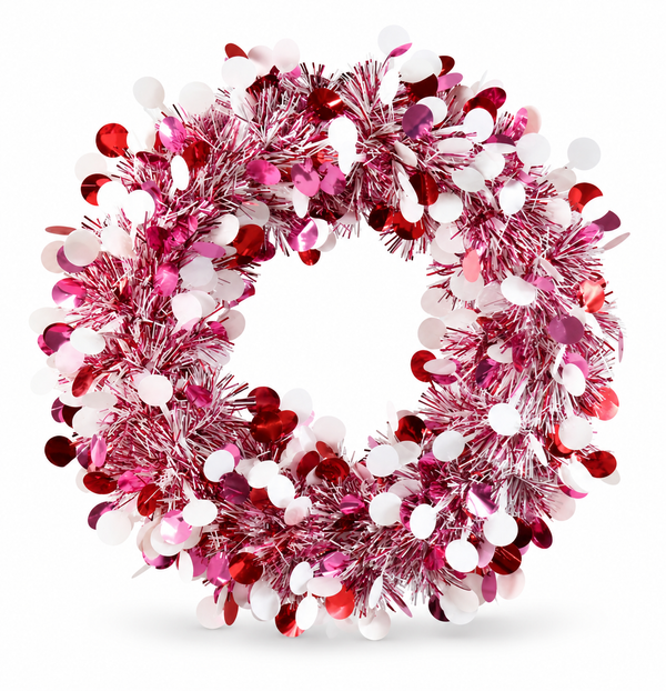 Pink Peppermint Tinsel Christmas Wreath 30 cm
