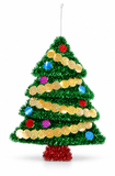 Decorated Tinsel Christmas Tree Plaque