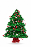 Decorated Tinsel Christmas Tree Plaque
