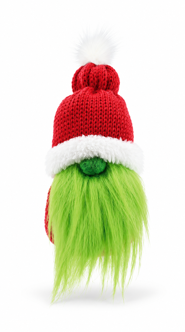 Mean Green Gnome with Knitted Hat – 20cm
