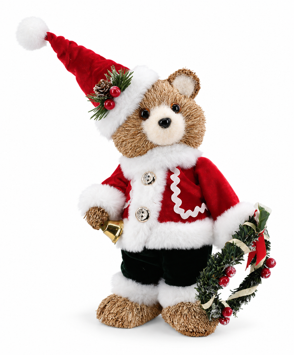 Dressed Sisal Christmas Bear – 30cm