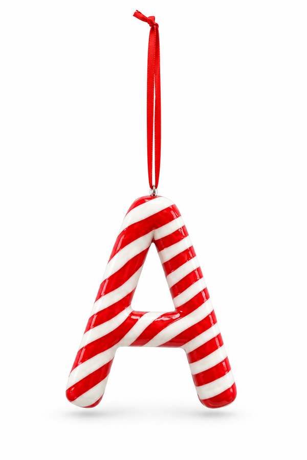 Candy Cane Alphabet Hanging Decoration – 10cm