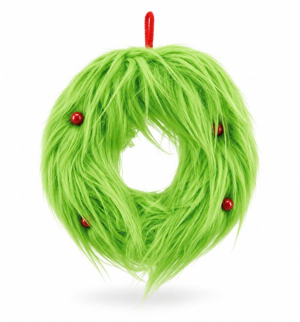 Mean Green Shaggy Christmas Wreath 26 cm