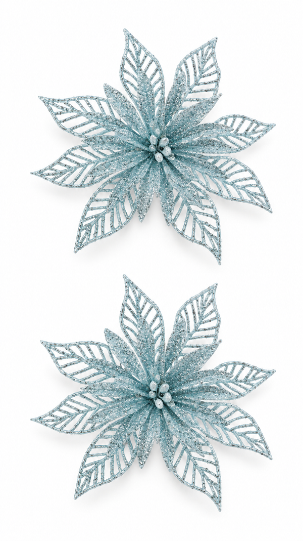 Pastel Glitter Poinsettia Clips – 2 Pack
