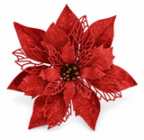 Glitter Poinsettia Clip