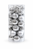 Silver mini baubles, 2 cm, 24-pack