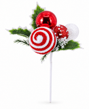 Candy Cane Leaf Decoration Pick – 18cm