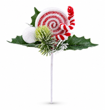 Candy Cane Leaf Decoration Pick – 18cm