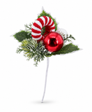 Candy Cane Leaf Decoration Pick – 18cm