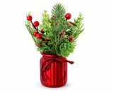 Leafy Berry Decoration in Jar – 23cm