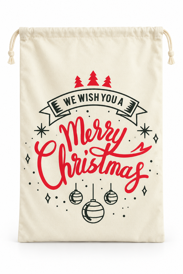 Christmas Wishes Canvas Gift Sack - 50 x 70 cm